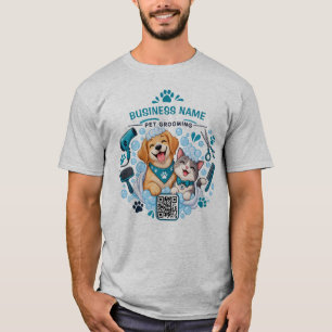 Benutzerdefinierter Geschäftsname & QR-Code Hund & T-Shirt
