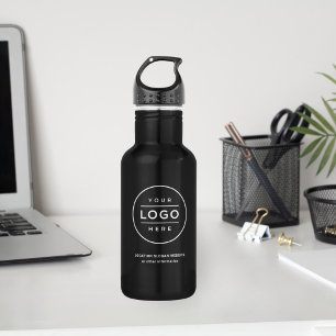 Benutzerdefinierter Geschäftsname und Logo Schwarz Edelstahlflasche