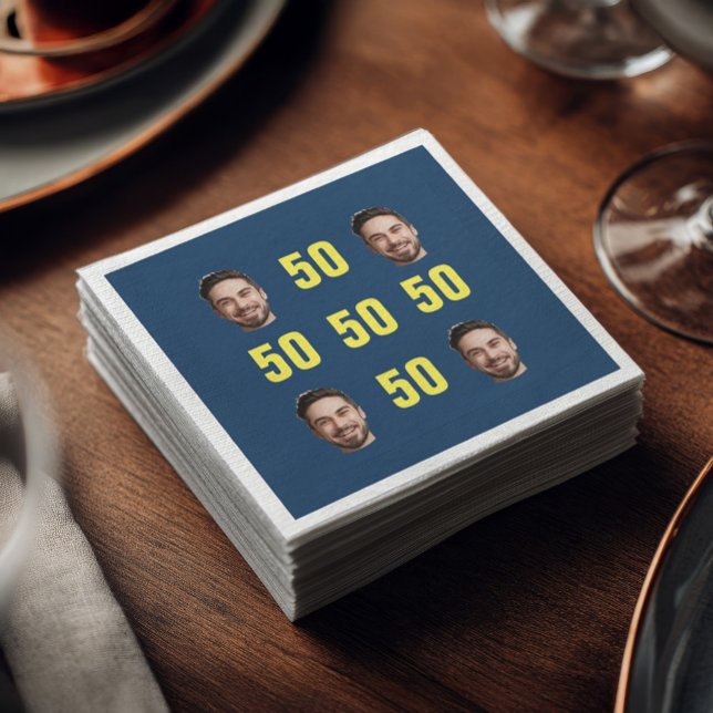 Benutzerdefinierter Gesichtsausschnitt 50. Geburts Serviette (Von Creator hochgeladen)