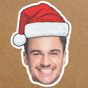 Benutzerdefinierter Gesichtsfoto Weihnachtsmann Hu Aufkleber