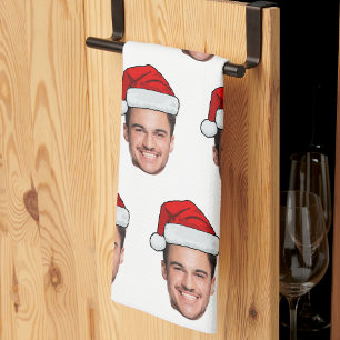 Benutzerdefinierter Gesichtsfoto Weihnachtsmann Hu Geschirrtuch