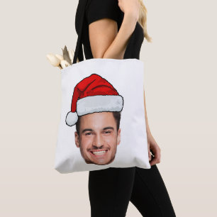 Benutzerdefinierter Gesichtsfoto-Weihnachtsmannhut Tasche
