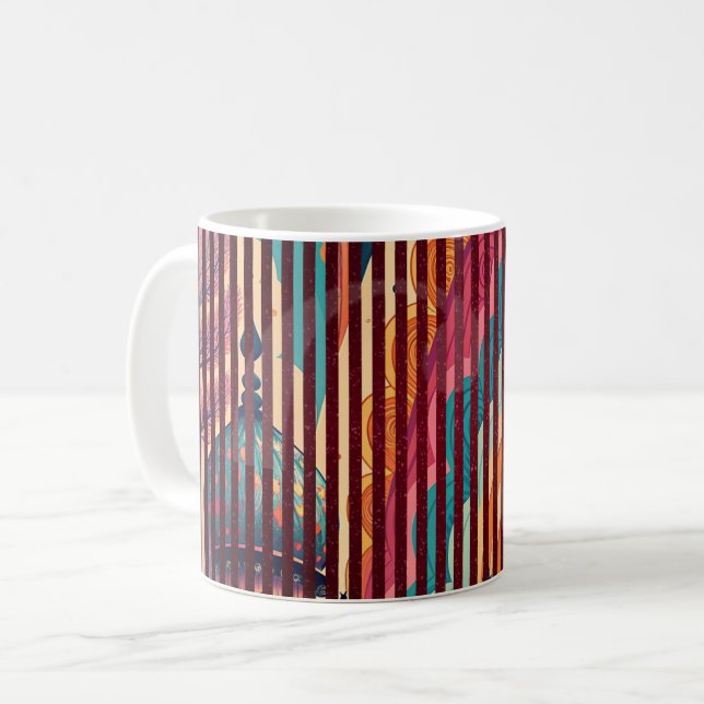 Benutzerdefinierter gestreifter Fantasy-Kunstbeche Kaffeetasse (Vorderseite Links)