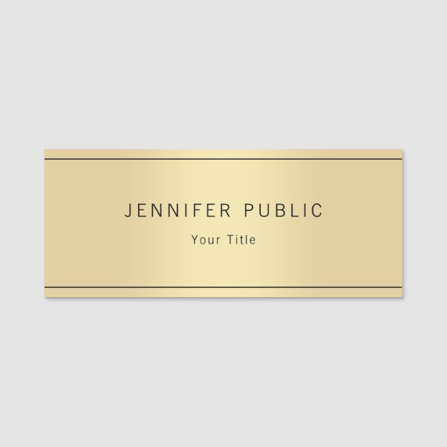 Benutzerdefinierter Glamour Gold Look Moderne eleg Namensschild (Vorderseite)