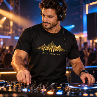 Benutzerdefinierter Gold-Equalizer-DJ-Name T-Shirt