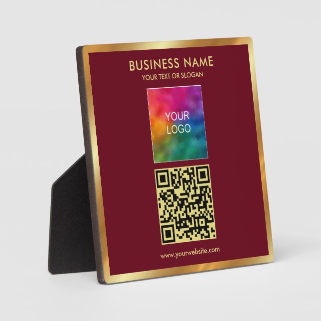 Benutzerdefinierter Goldtext-QR-Code-Upload-Geschä Fotoplatte (Vorderseite)