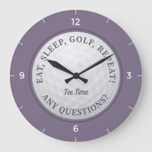 Benutzerdefinierter Golfball Sport-Zitat Lila Groß Große Wanduhr