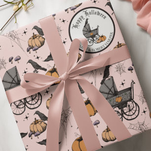 Benutzerdefinierter Goth-Pink-Babykinderwagen Hall Geschenkpapier