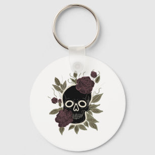 Benutzerdefinierter gotischer Totenkopf und Rosen  Schlüsselanhänger