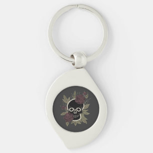 Benutzerdefinierter gotischer Totenkopf und Rosen  Schlüsselanhänger