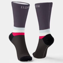 Benutzerdefinierter graublau-weißer schwarzer Farb Socken