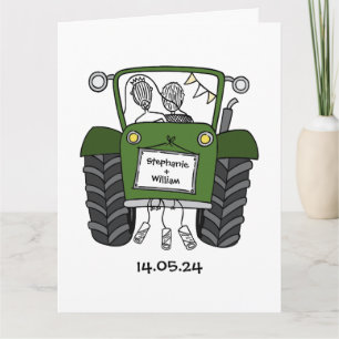 Benutzerdefinierter grüner Traktor Landhochzeit Ba Karte