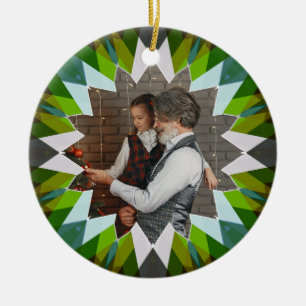Benutzerdefinierter grüner Weihnachtsstern Familie Keramik Ornament