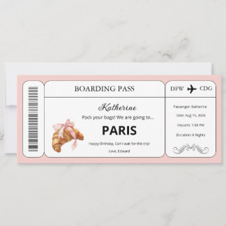 Benutzerdefinierter Gutschein, Flugticket Paris Re Einladung