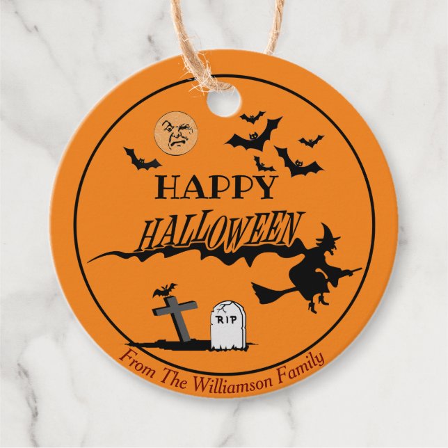 Benutzerdefinierter Halloween Name Hexenbats Spook Geschenkanhänger (Vorderseite)