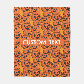 Benutzerdefinierter Halloween-Text Glückliche Kürb Fleecedecke