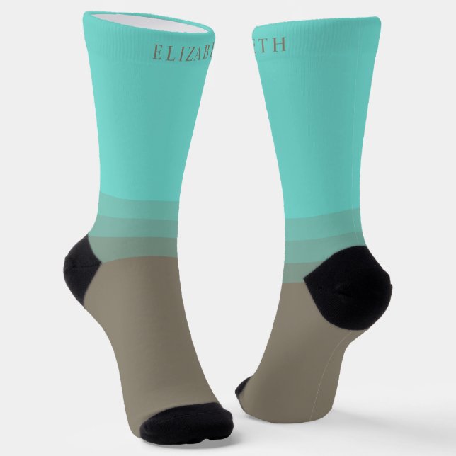 Benutzerdefinierter hellblauer Lila Farbblock Socken (Gewinkelt)