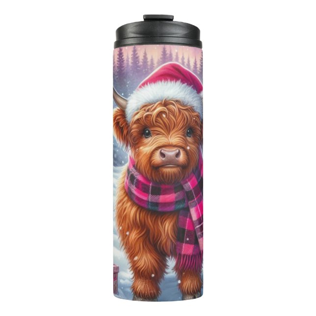Benutzerdefinierter Highland-Kuh-Weihnachts-Tumble Thermosbecher (Vorderseite)