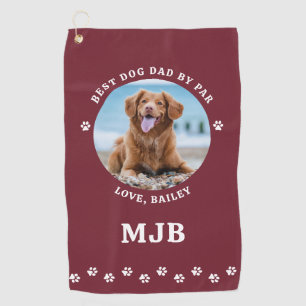 Benutzerdefinierter Hund Bester Vater je Red Foto Golfhandtuch