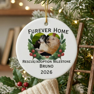 Benutzerdefinierter Hund Rettung Adoption Meilenst Keramik Ornament