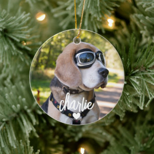 Benutzerdefinierter Hundename Haustierfoto Keramik Ornament