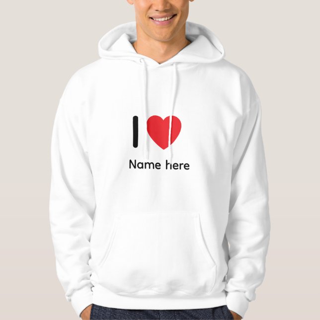 Benutzerdefinierter I Love You Hoodie – Personalis (Vorderseite)