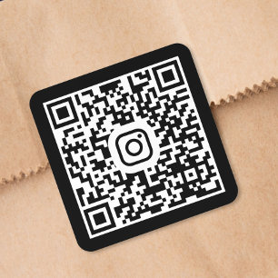 Benutzerdefinierter Instagram-QR-Code Schwarz Quadratischer Aufkleber
