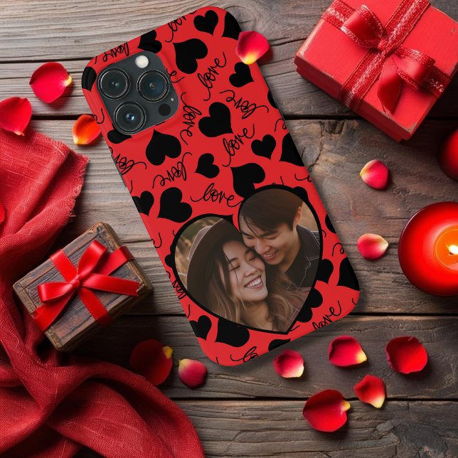 Benutzerdefinierter iPhone-Fall | Herzgestalterisc iPhone 13 Pro Max Hülle (Custom iPhone Case | Heart-Shaped LOVE Design red)