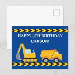 Benutzerdefinierter Jungen-Baustellen-LKW Blau All Postkarte