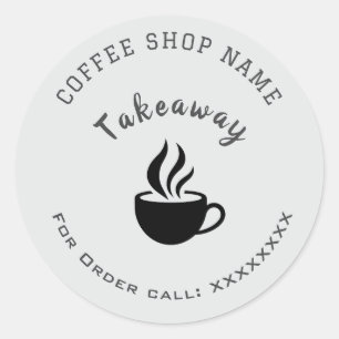 Benutzerdefinierter Kaffee Shop Takeaway/Bestellun Runder Aufkleber