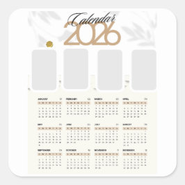 Benutzerdefinierter Kalender 2026 Quadratischer Aufkleber