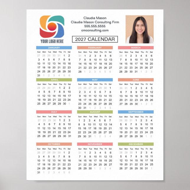 Benutzerdefinierter Kalender 2027 Geschäft Logo Un Poster (Vorne)