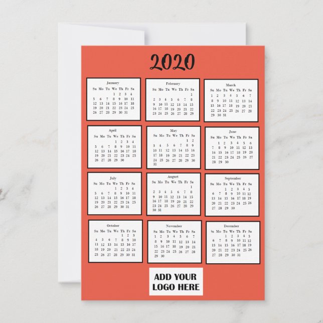 Benutzerdefinierter Kalender für Firmenlogo 2020 M Einladung (Vorderseite)