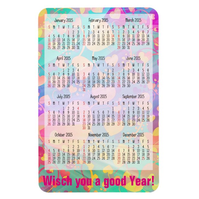 Benutzerdefinierter Kalender + Ihr eigenes Foto /  Magnet (Vertikal)