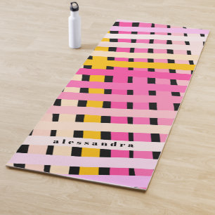 Benutzerdefinierter Karo-Gradient Rosa Gelb Gestre Yogamatte