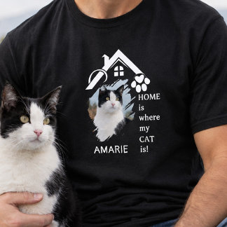 Benutzerdefinierter Katzenname Foto Heim Hinzufüge T-Shirt