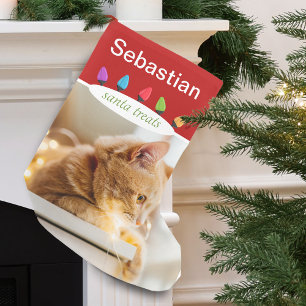 Benutzerdefinierter Katzenname Foto Kleiner Weihnachtsstrumpf