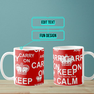 Benutzerdefinierter 'Keep Calm and Carry On'-Beche Kaffeetasse