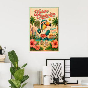 Benutzerdefinierter Kinderzimmer Retro Padel Poste Poster