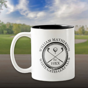Benutzerdefinierter klassischer Golfclub-Name pers Zweifarbige Tasse
