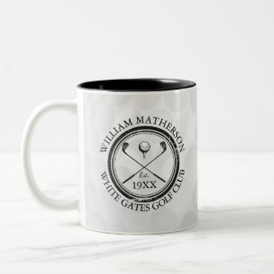 Benutzerdefinierter klassischer Golfclub-Name pers Zweifarbige Tasse