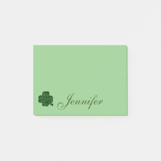 Benutzerdefinierter Kleeblatt für Lucky Green Post-it Klebezettel (Vorderseite)