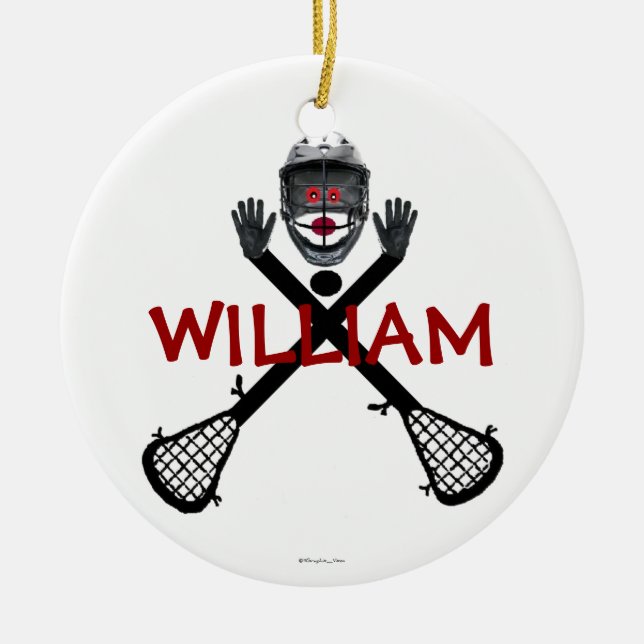 Benutzerdefinierter Lacrosse-Cartoon Keramikornament (Vorne)