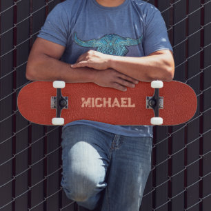Benutzerdefinierter Lederlook braun Vorlagennamen Skateboard