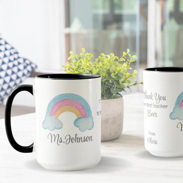 Benutzerdefinierter Lehrername Rainbow Personalisi Tasse (Von Creator hochgeladen)