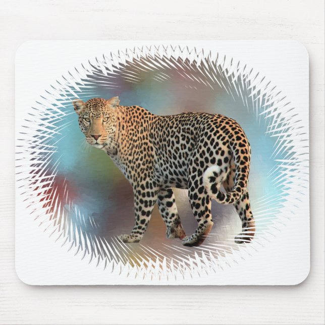 Benutzerdefinierter Leopard Moderner Pop Art Templ Mousepad (Vorne)