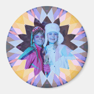 Benutzerdefinierter Lila Gelber Weihnachtsstern Fo Magnet
