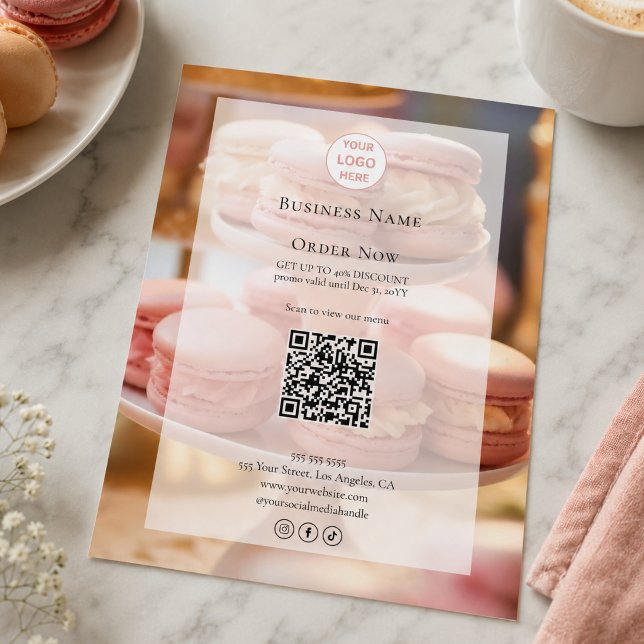 Benutzerdefinierter Logo-Bäckerei-Foto-QR-Code Flyer (Custom Logo Bakery Photo QR Code Flyer)