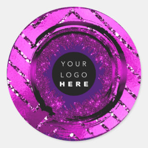 Benutzerdefinierter Logo-Glitzer Lila Tester-Beisp Runder Aufkleber