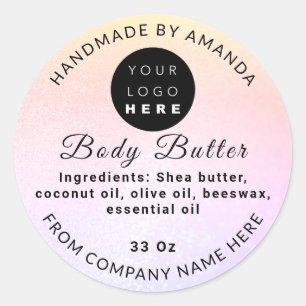 Benutzerdefinierter Logo Name BodyButter Kosmetik Runder Aufkleber